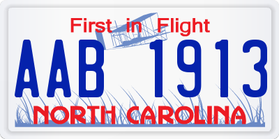 NC license plate AAB1913