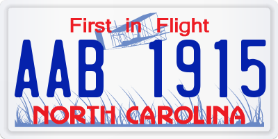 NC license plate AAB1915
