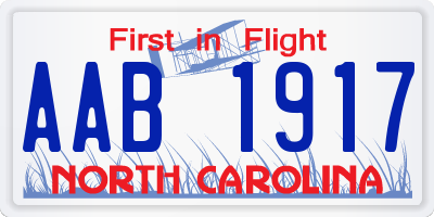 NC license plate AAB1917
