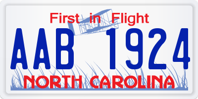 NC license plate AAB1924