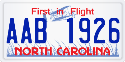 NC license plate AAB1926