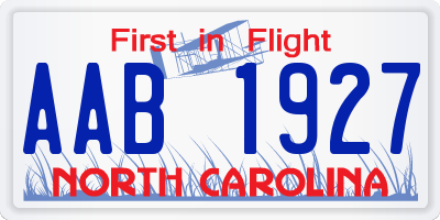 NC license plate AAB1927