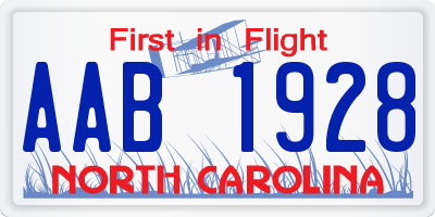 NC license plate AAB1928