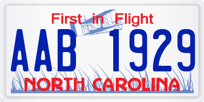 NC license plate AAB1929