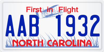 NC license plate AAB1932