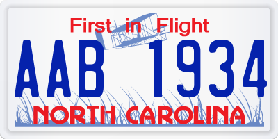 NC license plate AAB1934