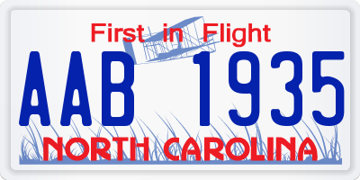 NC license plate AAB1935