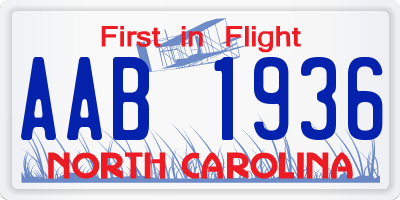NC license plate AAB1936