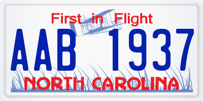 NC license plate AAB1937