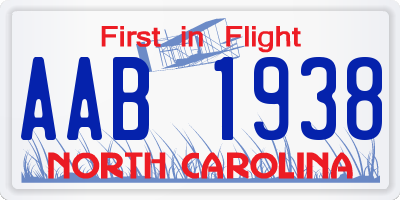 NC license plate AAB1938