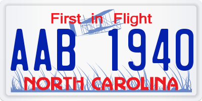 NC license plate AAB1940
