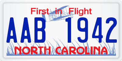 NC license plate AAB1942