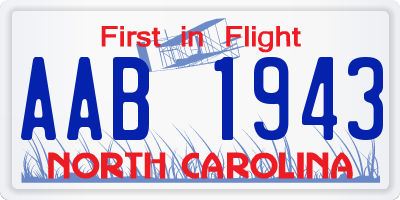NC license plate AAB1943