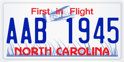 NC license plate AAB1945