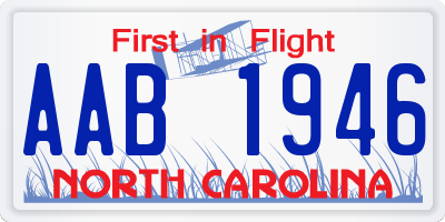 NC license plate AAB1946