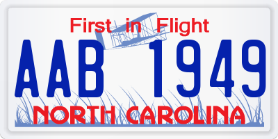 NC license plate AAB1949