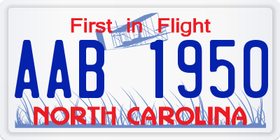 NC license plate AAB1950