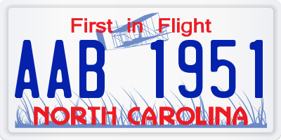 NC license plate AAB1951