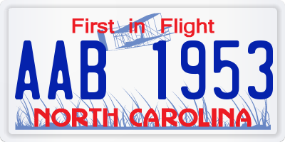 NC license plate AAB1953