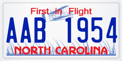 NC license plate AAB1954