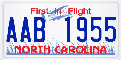NC license plate AAB1955
