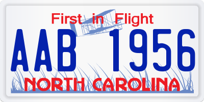 NC license plate AAB1956