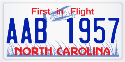 NC license plate AAB1957