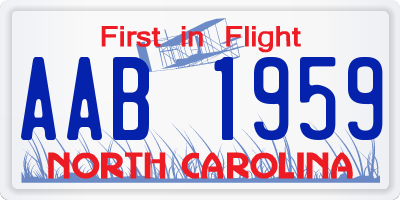 NC license plate AAB1959