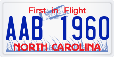 NC license plate AAB1960