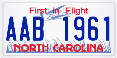 NC license plate AAB1961