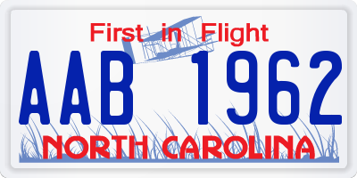 NC license plate AAB1962