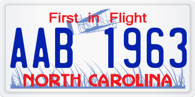 NC license plate AAB1963
