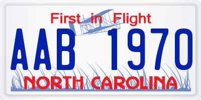 NC license plate AAB1970