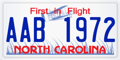NC license plate AAB1972
