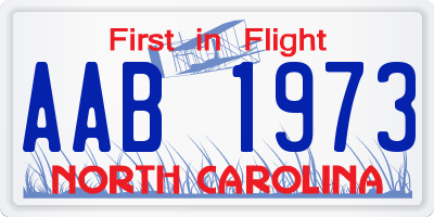 NC license plate AAB1973