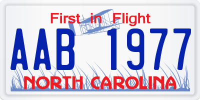 NC license plate AAB1977