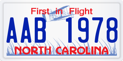 NC license plate AAB1978
