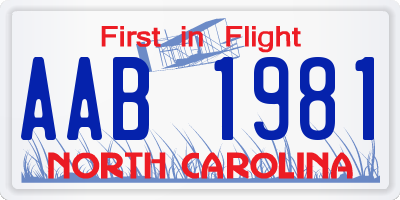 NC license plate AAB1981