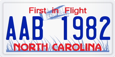 NC license plate AAB1982