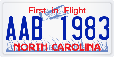 NC license plate AAB1983