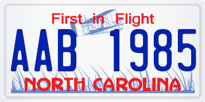 NC license plate AAB1985