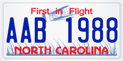 NC license plate AAB1988