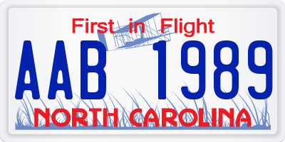 NC license plate AAB1989