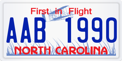 NC license plate AAB1990