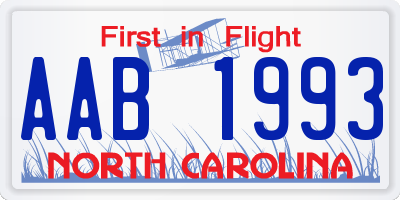 NC license plate AAB1993