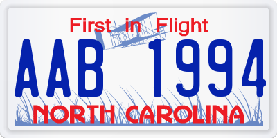 NC license plate AAB1994