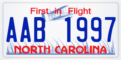 NC license plate AAB1997