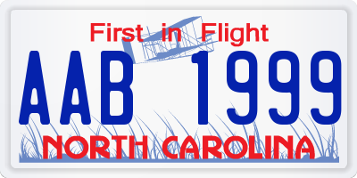 NC license plate AAB1999