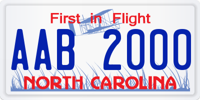 NC license plate AAB2000