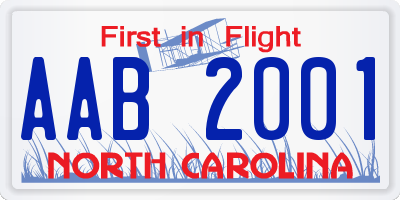 NC license plate AAB2001